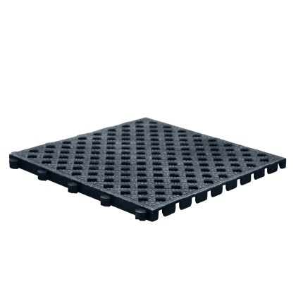 Gritted Diamond Tread, Open Surface, Interlocking Floor Tile - Black Gritted Diamond Tread, Open Surface, Interlocking Floor Tile - Black
