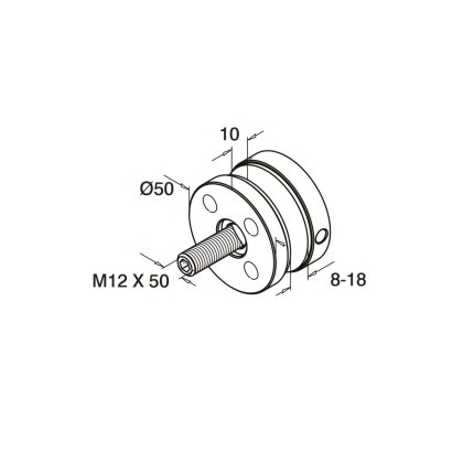 50mm Diameter Glass Adapter with Additional Holes - 316/Matt Black PPC 50mm Diameter Glass Adapter with Additional Holes - 316/Matt Black PPC