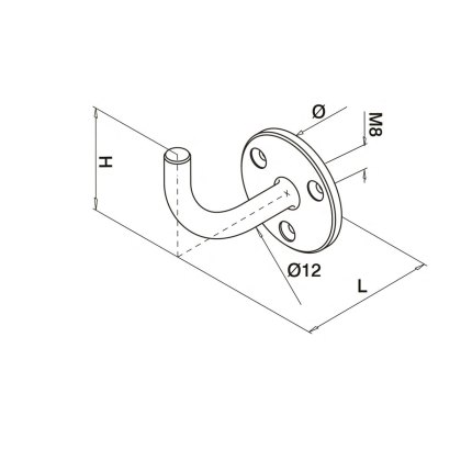 60mm Eazypost Weld On Handrail Wall Bracket - 316/Matt Black PPC 60mm Eazypost Weld On Handrail Wall Bracket - 316/Matt Black PPC
