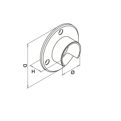 EazySlot Slotted Handrail Wall Flange - 316/Matt Black PPC EazySlot Slotted Handrail Wall Flange - 316/Matt Black PPC