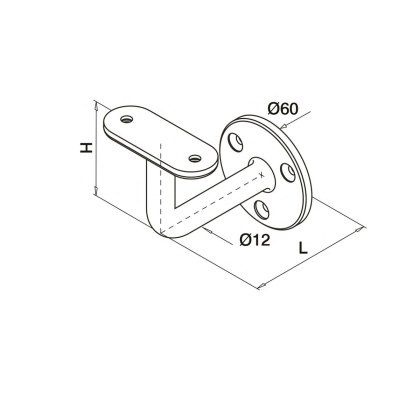 Handrail Wall Bracket With Fixed Saddle - 316/Matt Black PPC Handrail Wall Bracket With Fixed Saddle - 316/Matt Black PPC
