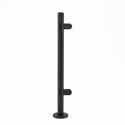 Pre-Assembled Glass Balustrade Round Corner Post with Radiused End Cap - 316/Matt Black PPC Pre-Assembled Glass Balustrade Round Corner Post with Radiused End Cap - 316/Matt Black PPC