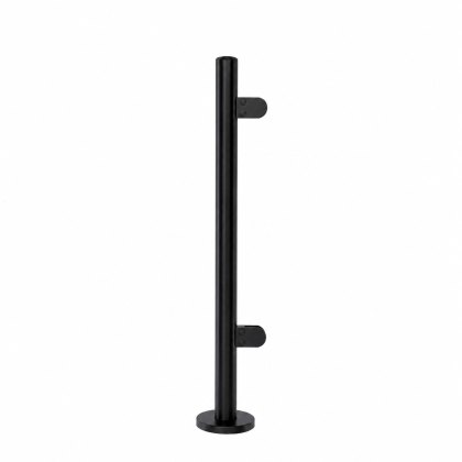 Pre-Assembled Glass Balustrade Round End Post with Radiused End Cap - 316/Matt Black PPC Pre-Assembled Glass Balustrade Round End Post with Radiused End Cap - 316/Matt Black PPC