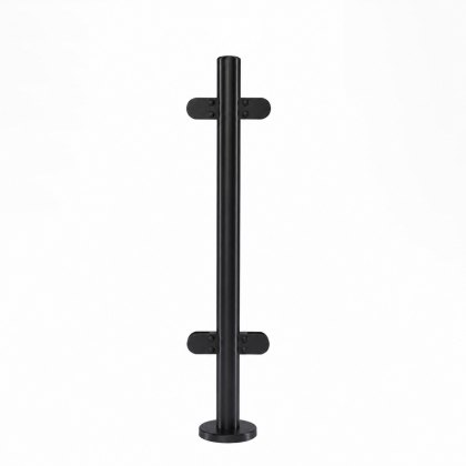 Pre-Assembled Glass Balustrade Round Middle Post with Radiused End Cap - 316/Matt Black PPC Pre-Assembled Glass Balustrade Round Middle Post with Radiused End Cap - 316/Matt Black PPC