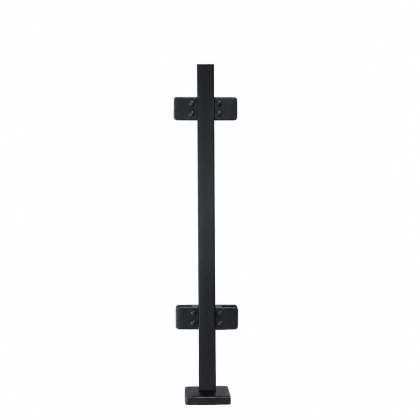 Pre-Assembled Glass Balustrade Square Middle Post with End Cap - 316/Matt Black PPC
