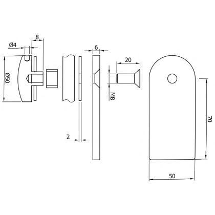 EazyLine Single Weld On Bracket to suit 10-12mm Glass