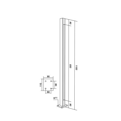 EazySlide Pre Assembled Middle Post to suit 11.5mm Glass