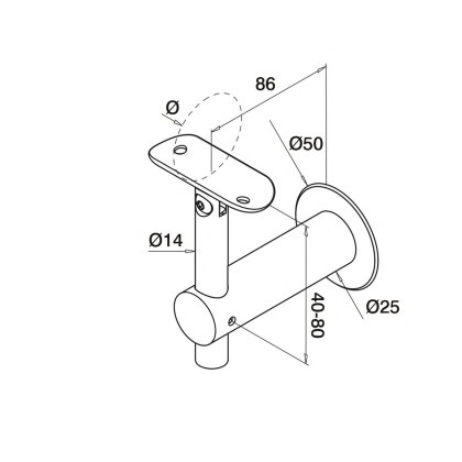 Articulated Offset Wall Bracket with Adjustable Saddle to suit 42mm Handrail - Grade 316