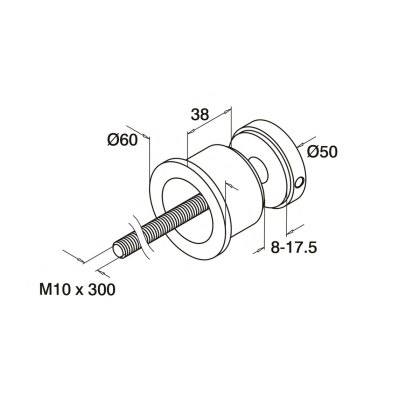 Frameless Juliet Bracket Drilled Glass - M10 Thread