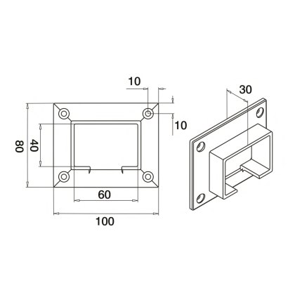 EazySlot Slotted Handrail Wall Flange
