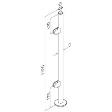 Pre-Assembled Glass Balustrade Round End Post with Fixed Handrail Saddle
