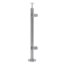 Pre-Assembled Glass Balustrade Round Corner Post with Fixed Handrail Saddle