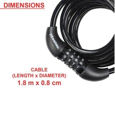 Master Lock - Self Coiling Combination Cable 1.8m x 8mm