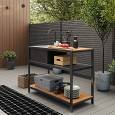 Ecoscape Outdoor Kitchen - Oak Sink Unit Including Tap & Cover