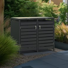 Ecoscape - Double Bin Storage With Lid - Charcoal