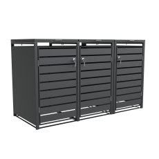Ecoscape - Triple Bin Storage With Lid - Charcoal