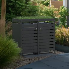 Ecoscape - Double Bin Storage with Planter - Charcoal