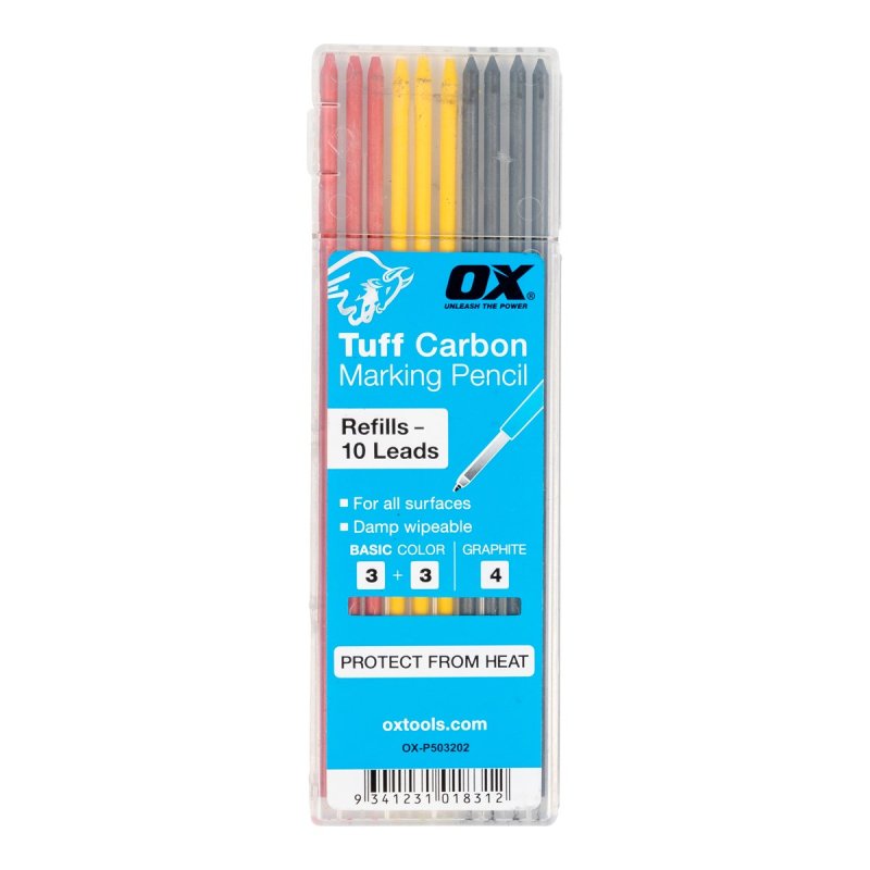 OX Tools OX Tuff Carbon - Basic Colour & Graphite Lead (10pk)