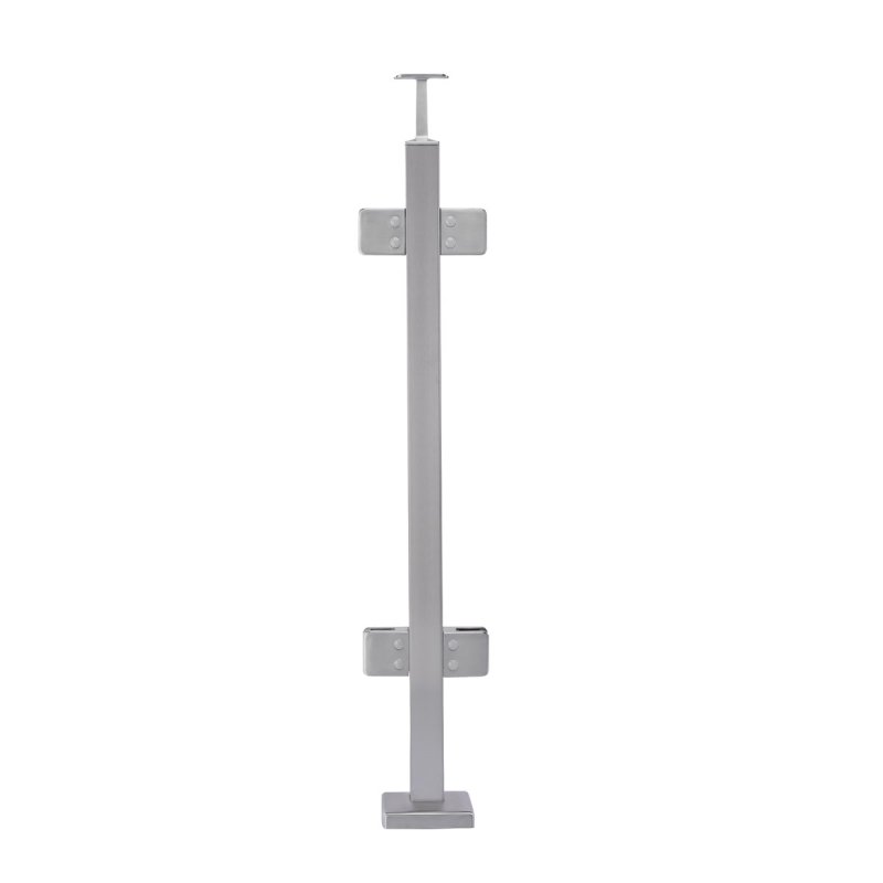 BM Architectural Pre-Assembled Glass Balustrade Square Middle Post with Fixed Saddle