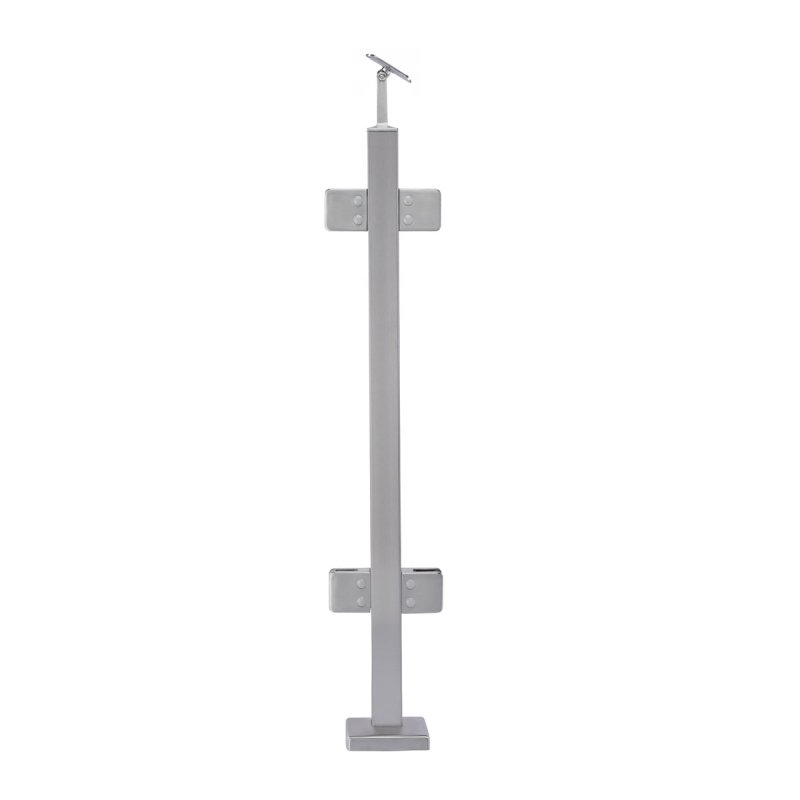 BM Architectural Pre-Assembled Glass Balustrade Square Middle Post with Adjustable Saddle