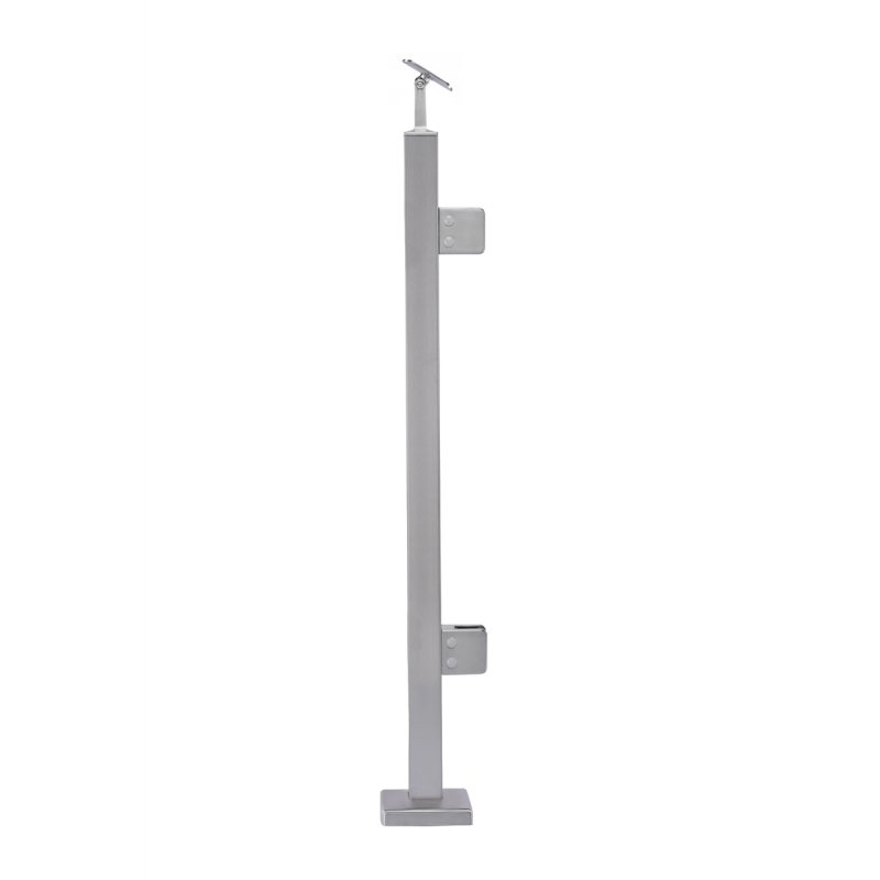 BM Architectural Pre-Assembled Glass Balustrade Square End Post with Adjustable Saddle