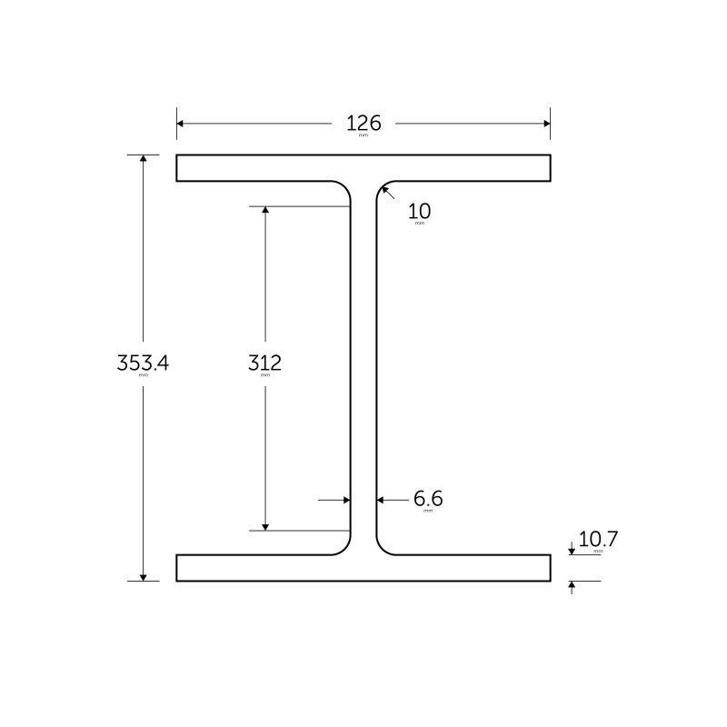 BM Steel 356 x 127 x 39KG Universal Beam - BSEN10025-2 S355J0