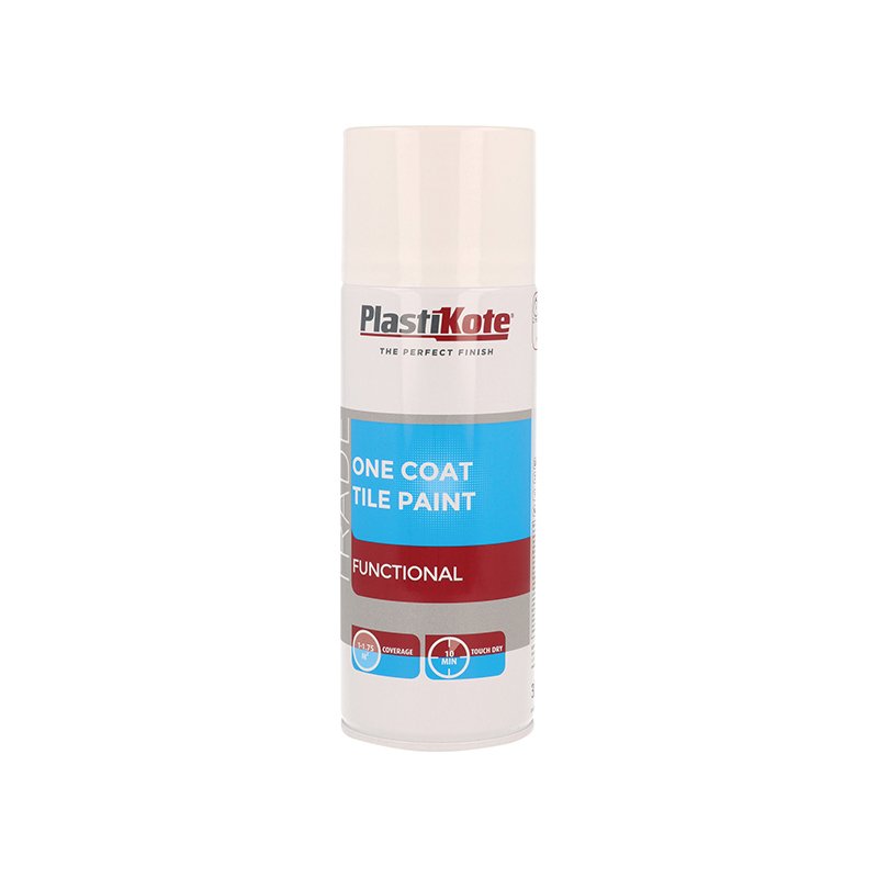 PlastiKote - Trade One Coat Spray Tile Paint Gloss White 400ml