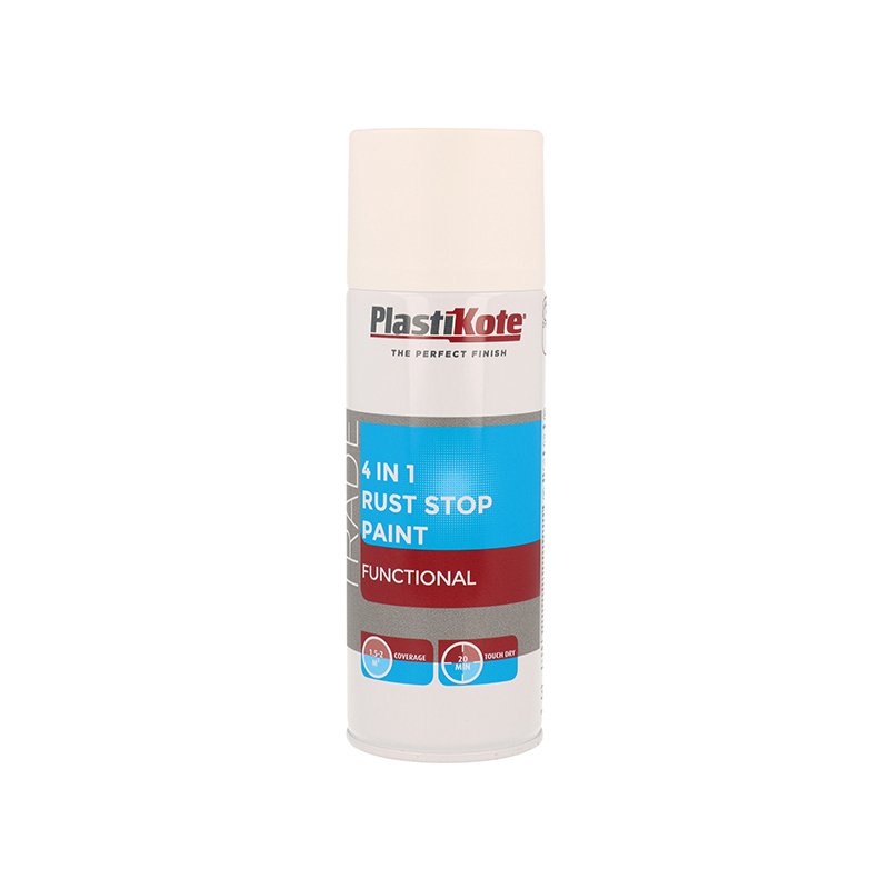 PlastiKote - Trade 4-in-1 Rust Stop Spray Paint White 400ml