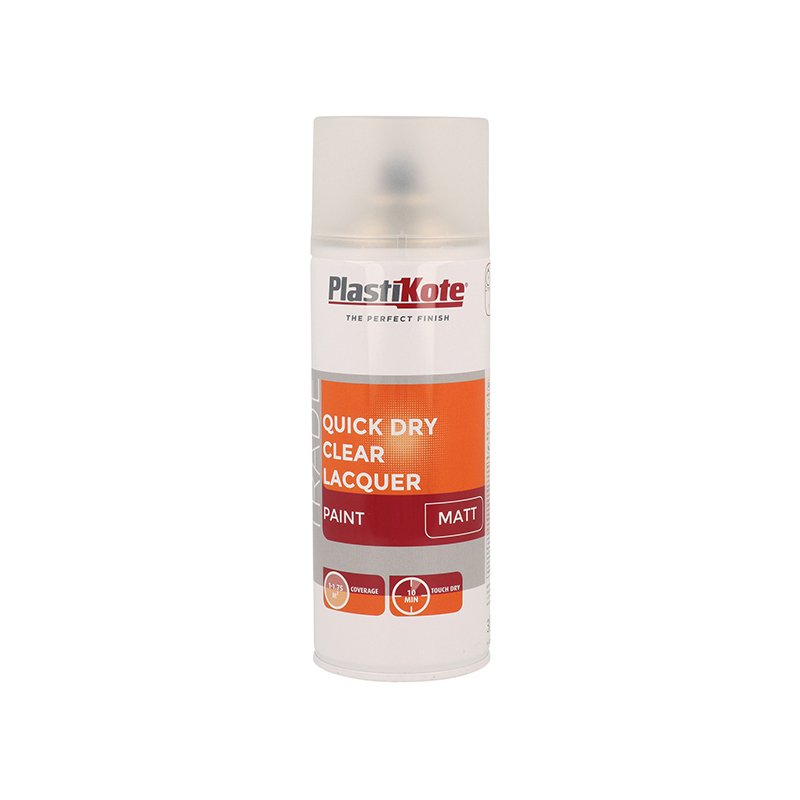 Matt Finish 400ml PlastiKote - Trade Quick Dry Clear Lacquer Spray