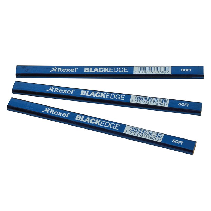 12 x Blue/Soft 34328 Blackedge - Carpenter's Pencils