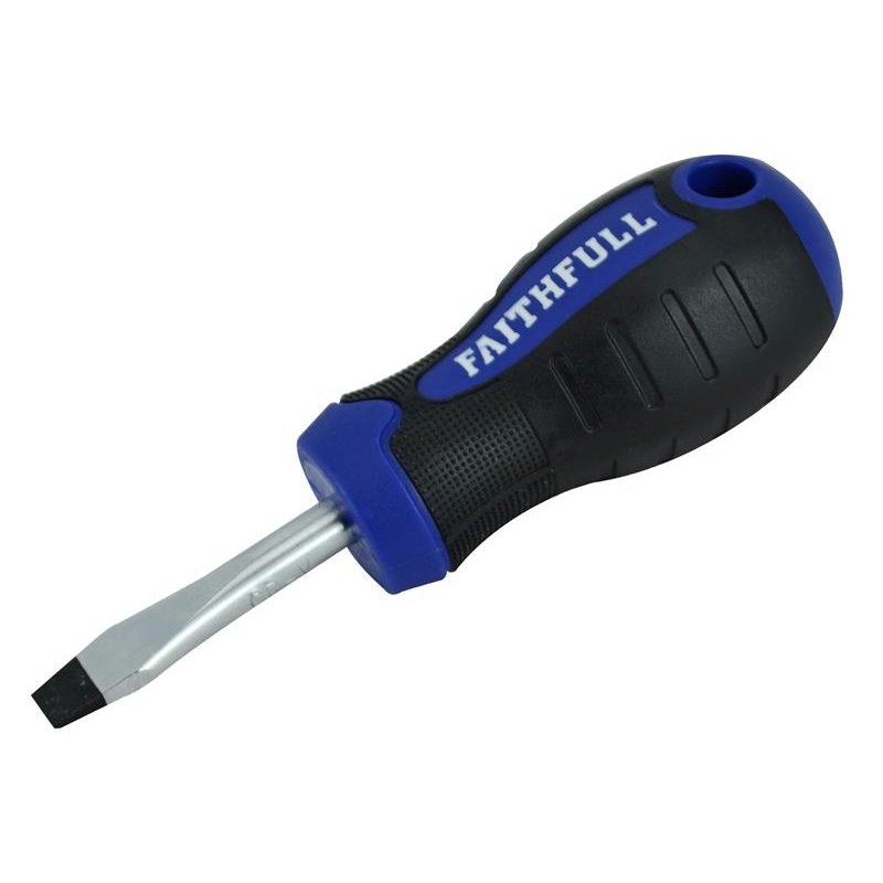 Faithfull - Soft Grip Stubby Screwdriver Flared Slotted Tip 6.5 x 38mm
