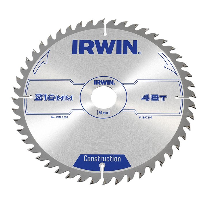 216 x 30mm x 48T ATB IRWIN - General Purpose Table & Mitre Saw Blade, ATB
