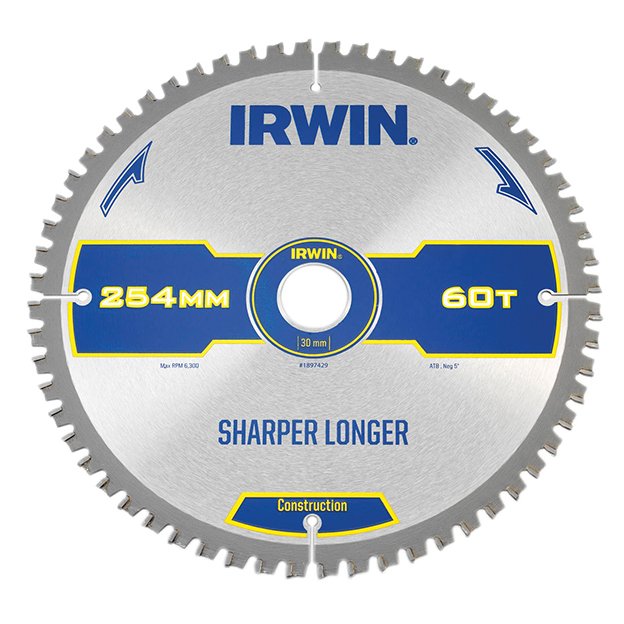 IRWIN? - Construction Mitre Circular Saw Blade 254 x 30mm x 60T ATB/Neg