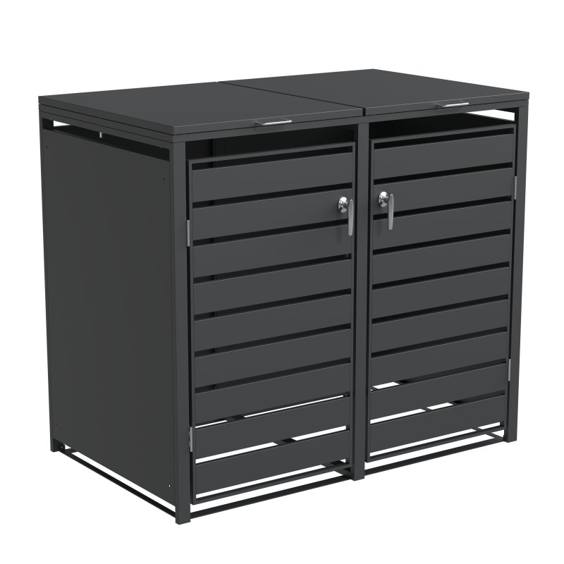 Ecoscape Ecoscape - Double Bin Storage With Lid - Charcoal