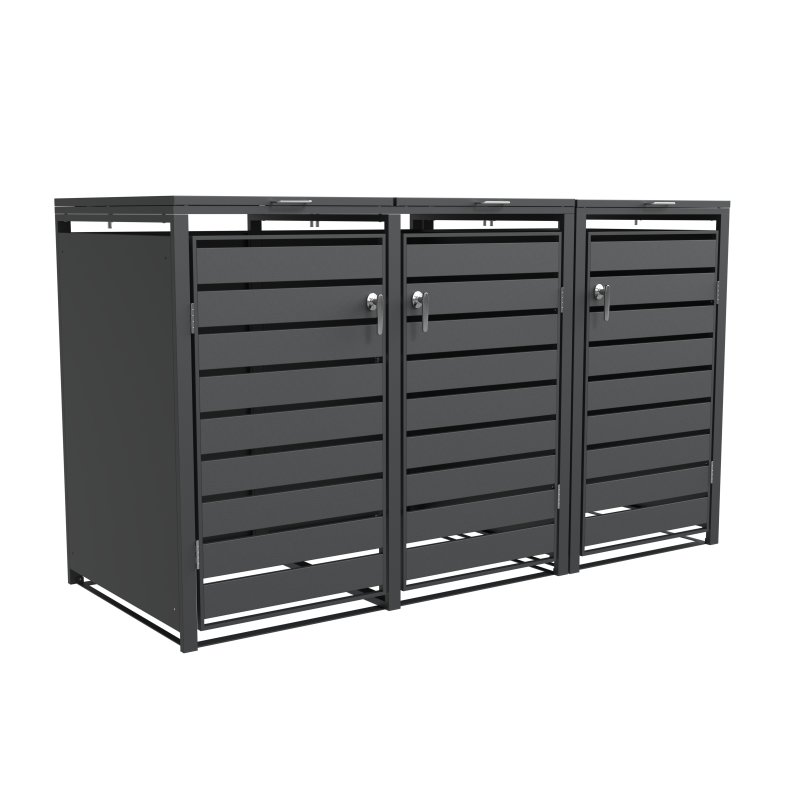 Ecoscape Ecoscape - Triple Bin Storage With Lid - Charcoal