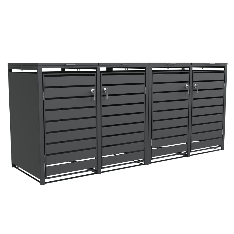 Ecoscape Ecoscape - Quadruple Bin Storage With Lid - Charcoal