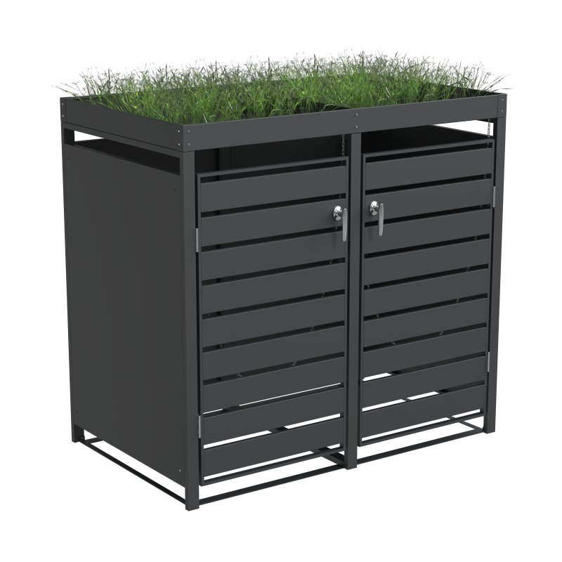 Ecoscape Ecoscape - Double Bin Storage with Planter - Charcoal