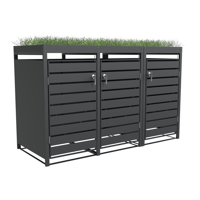 Ecoscape Ecoscape - Triple Bin Storage with Planter - Charcoal