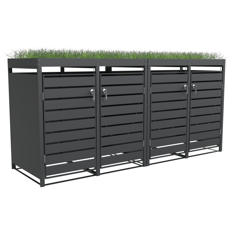 Ecoscape Ecoscape - Quadruple Bin Storage with Planter - Charcoal