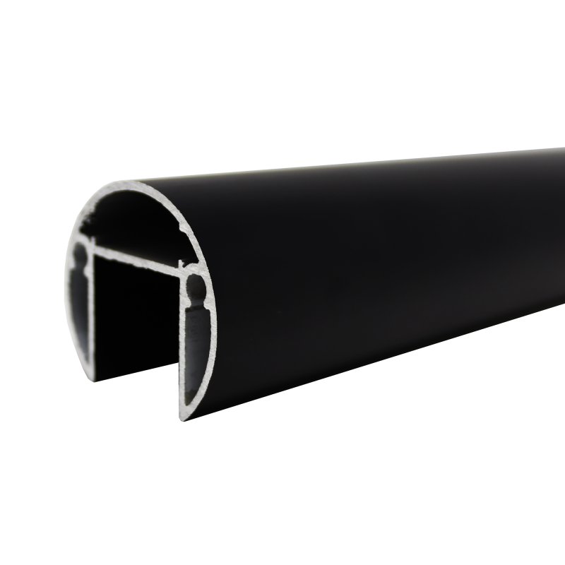 BM Architectural 3m Aluminium Round Slotted Tube, 42mm, Black