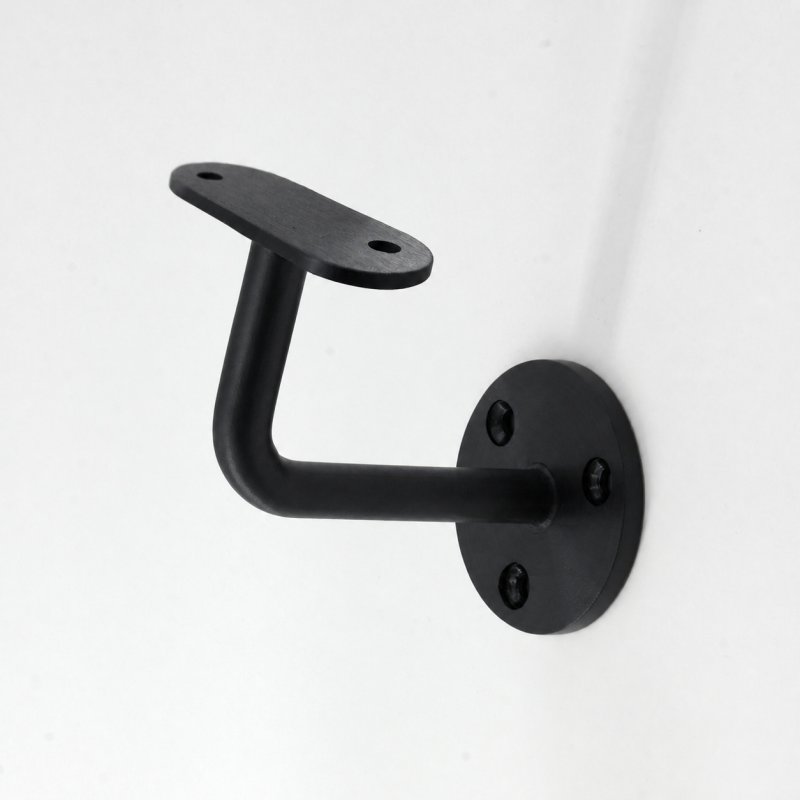 BM Architectural Handrail Wall Bracket With Fixed Saddle - 316/Matt Black PPC