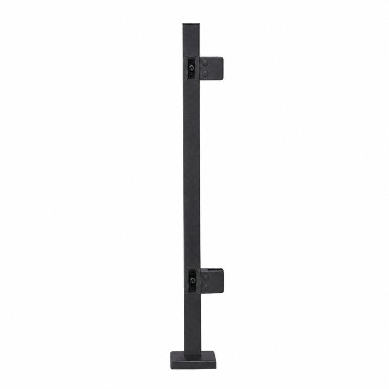BM Architectural Pre-Assembled Glass Balustrade Square Corner Post with End Cap - 316/Matt Black PPC