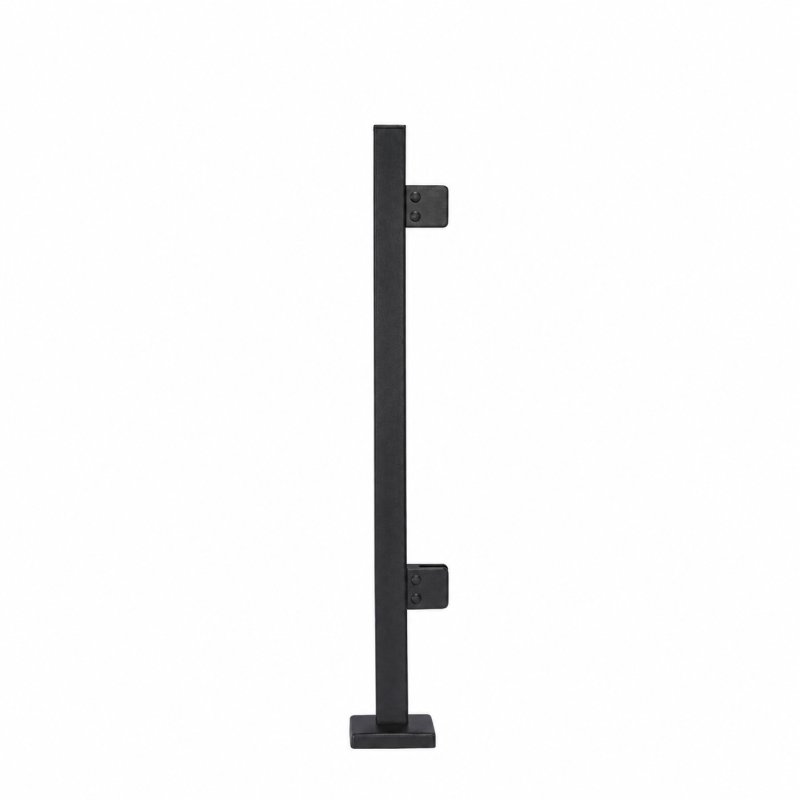 BM Architectural Pre-Assembled Glass Balustrade Square End Post with End Cap - 316/Matt Black PPC