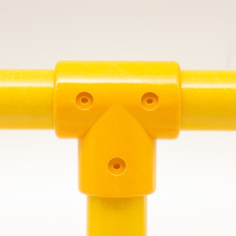 Barclay & Mathieson 90 Degree Long Tee to suit 50mm GRP Handrail - Yellow