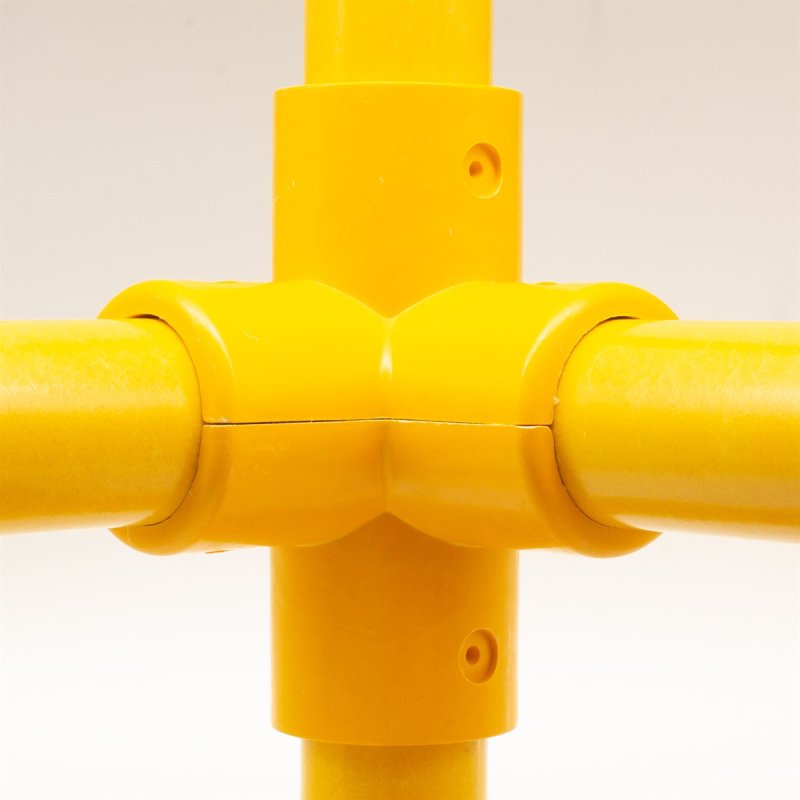 Barclay & Mathieson 4-Way Corner Joint to suit 50mm GRP Handrail - Yellow