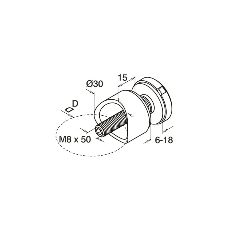 30mm Diameter Glass Adapter