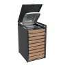 Ecoscape Ecoscape - Single Bin Storage With Lid - Woodgrain & Charcoal