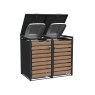 Ecoscape Ecoscape - Double Bin Storage With Lid - Woodgrain & Charcoal