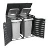 Ecoscape Ecoscape - Double Bin Storage With Lid - Woodgrain & Charcoal