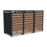 Ecoscape Ecoscape - Triple Bin Storage With Lid - Woodgrain & Charcoal